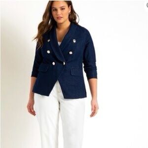 Eloquii Oversized Shawl Collar Double Breasted Denim Blazer size 20 NWT